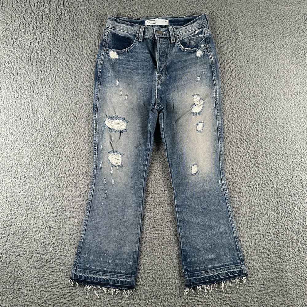 Ayr STYX High Rise‎ Distressed Straight Jeans Womens 27 Blue Medium Wash Boho